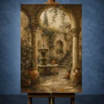 Romantic Italianate Courtyard Living Room Wall Art Canvas Print - Image 2