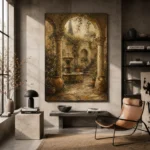 Romantic Italianate Courtyard Living Room Wall Art Canvas Print - Image 3