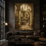 Romantic Italianate Courtyard Living Room Wall Art Canvas Print - Image 4