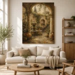 Romantic Italianate Courtyard Living Room Wall Art Canvas Print - Image 7