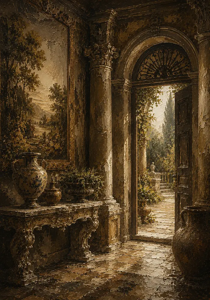 Heritage European Vestibule Living Room Wall Art Canvas Print