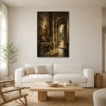 Heritage European Vestibule Living Room Wall Art Canvas Print styled in a refined neutral interior