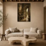 Heritage European Vestibule Living Room Wall Art Canvas Print presented in a sophisticated home setting