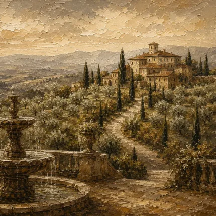 Grand Tuscan Estate Living Room Wall Art Canvas Print