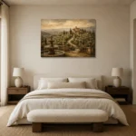Grand Tuscan Estate Living Room Wall Art Canvas Print showcased in an elegant minimalist interior