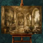 Elegant European Salon Living Room Wall Art Canvas Print - Image 2