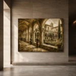 Tranquil Monastery Cloister Living Room Wall Art Canvas Print - Image 5