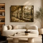 Tranquil Monastery Cloister Living Room Wall Art Canvas Print - Image 6