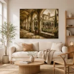 Tranquil Monastery Cloister Living Room Wall Art Canvas Print - Image 7