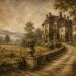 Romantic Countryside Manor Living Room Wall Art Canvas Print