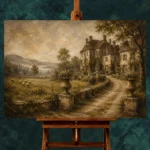 Romantic Countryside Manor Living Room Wall Art Canvas Print - Image 2