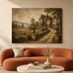 Romantic Countryside Manor Living Room Wall Art Canvas Print - Image 3