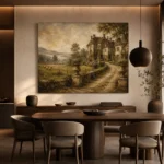 Romantic Countryside Manor Living Room Wall Art Canvas Print - Image 4