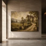 Romantic Countryside Manor Living Room Wall Art Canvas Print - Image 5