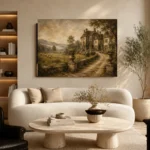 Romantic Countryside Manor Living Room Wall Art Canvas Print - Image 6