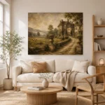 Romantic Countryside Manor Living Room Wall Art Canvas Print - Image 7