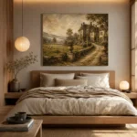 Romantic Countryside Manor Living Room Wall Art Canvas Print - Image 8