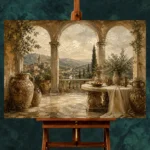 Grand European Terrace Living Room Wall Art Canvas Print - Image 2