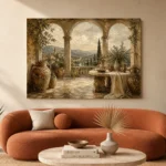 Grand European Terrace Living Room Wall Art Canvas Print - Image 3