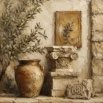 Classical Mediterranean Courtyard Living Room Wall Art Canvas Print