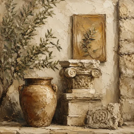 Classical Mediterranean Courtyard Living Room Wall Art Canvas Print