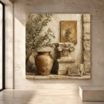Classical Mediterranean Courtyard Living Room Wall Art Canvas Print - Image 3
