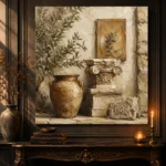 Classical Mediterranean Courtyard Living Room Wall Art Canvas Print - Image 4