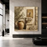 Classical Mediterranean Courtyard Living Room Wall Art Canvas Print - Image 5