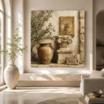 Classical Mediterranean Courtyard Living Room Wall Art Canvas Print - Image 8