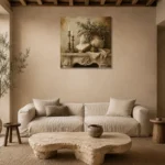 Elegant Old World Mantel Living Room Wall Art Canvas Print presented in a sophisticated home setting