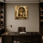 Curated European Wall Niche Living Room Wall Art Canvas Print displayed in a contemporary gallery-inspired room