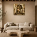 Curated European Wall Niche Living Room Wall Art Canvas Print presented in a sophisticated home setting