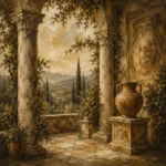 Classical Villa Loggia Living Room Wall Art Canvas Print