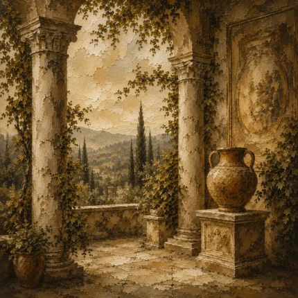 Classical Villa Loggia Living Room Wall Art Canvas Print