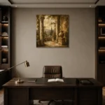 Classical Villa Loggia Living Room Wall Art Canvas Print displayed in a contemporary gallery-inspired room