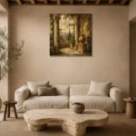 Classical Villa Loggia Living Room Wall Art Canvas Print presented in a sophisticated home setting