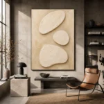 Serene Ivory Plaster Minimalist Wall Art Canvas Print - Image 3