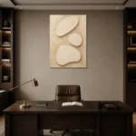 Serene Ivory Plaster Minimalist Wall Art Canvas Print displayed in a contemporary gallery-inspired room