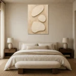 Serene Ivory Plaster Minimalist Wall Art Canvas Print showcased in an elegant minimalist interior