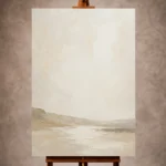 Warm beige Minimalist Wall Art print featuring a low abstract horizon for serene interiors