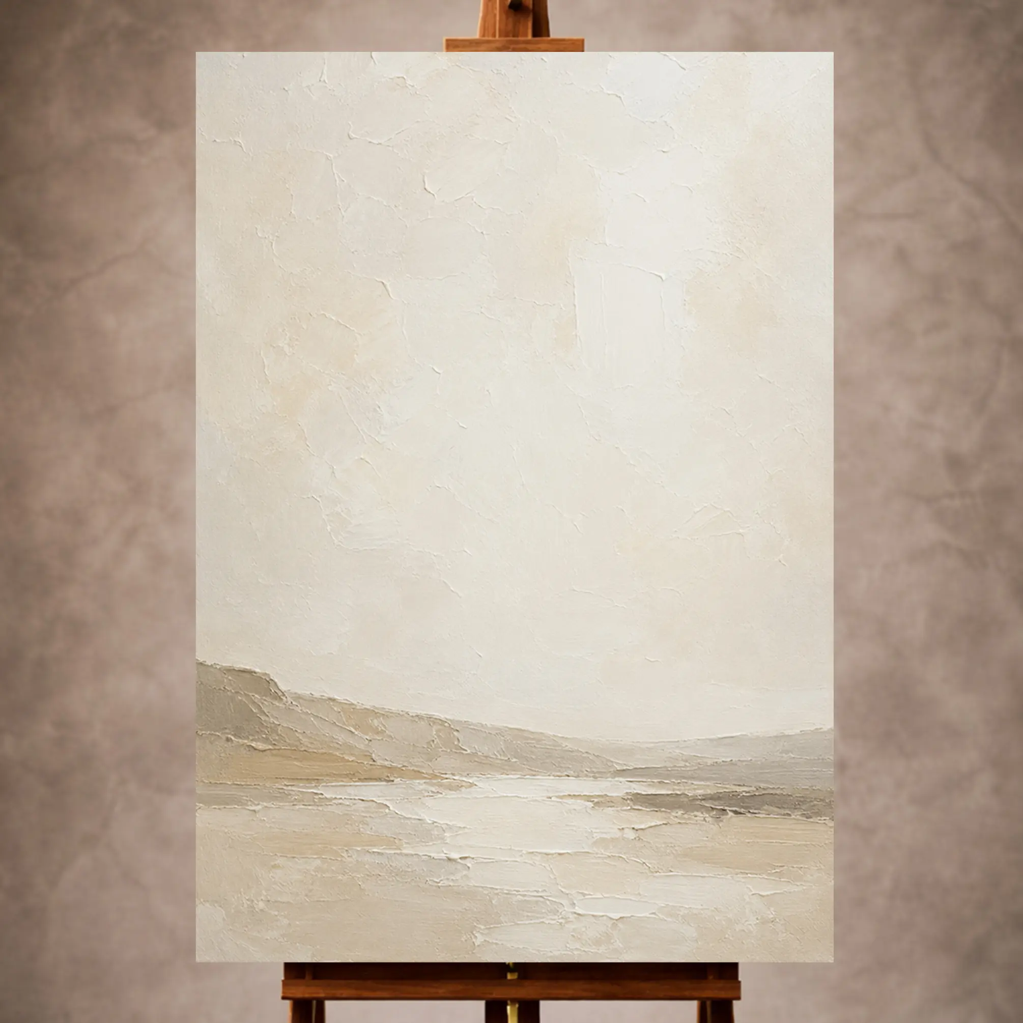 Premium Wall Art Dikey Html Edition – MINIMALIST007 Image 1 Warm beige Minimalist Wall Art print featuring a low abstract horizon for serene interiors