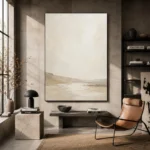 Warm Beige Horizon Minimalist Wall Art Canvas Print - Image 3