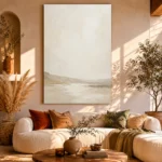 Warm Beige Horizon Minimalist Wall Art Canvas Print - Image 8