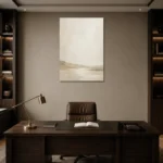 Warm Beige Horizon Minimalist Wall Art Canvas Print displayed in a contemporary gallery-inspired room