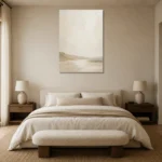 Warm Beige Horizon Minimalist Wall Art Canvas Print showcased in an elegant minimalist interior