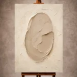 Clay and ivory Minimalist Wall Art print featuring a sculptural oval form for elegant interiors