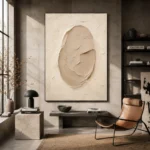 Sculptural Clay Oval Minimalist Wall Art Canvas Print - Image 3