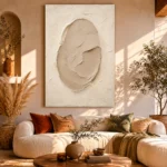 Sculptural Clay Oval Minimalist Wall Art Canvas Print - Image 8