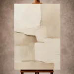 Cream and beige Minimalist Wall Art print featuring asymmetrical blocks and softened shadows for elegant interiors