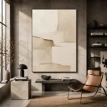 Asymmetrical Cream Blocks Minimalist Wall Art Canvas Print - Image 3